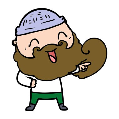 Sakal ve kış şapka ile mutlu adam