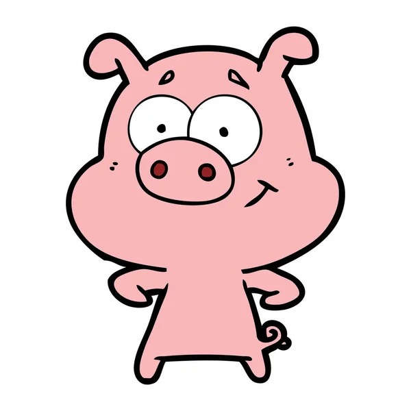 Vector Illustration Happy Cartoon Pig — Stock Vector