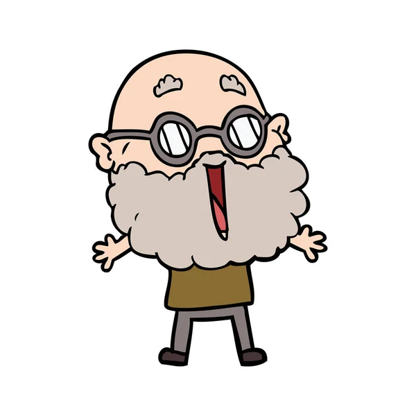 Cartoon Homem Alegre Com Barba — Vetor de Stock