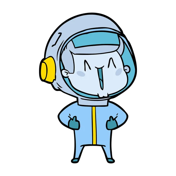 Vektorillustration Glad Cartoon Astronaut — Stock vektor