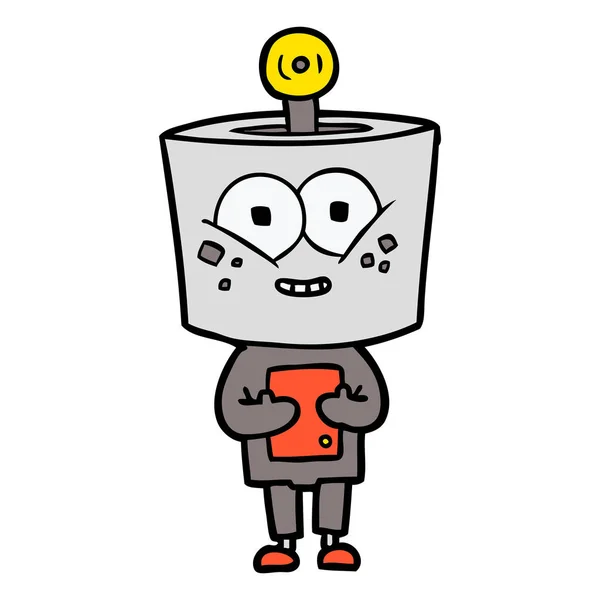 Ilustración Vectorial Del Robot Dibujos Animados Feliz — Archivo Imágenes Vectoriales