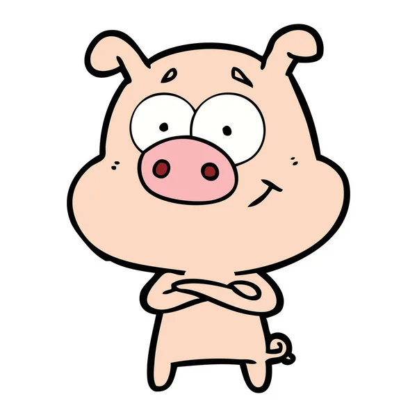 Vector Illustration Happy Cartoon Pig — Stock Vector