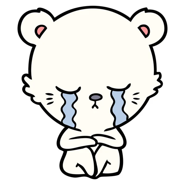 泣いて漫画北極熊のベクトル イラスト — ストックベクタ