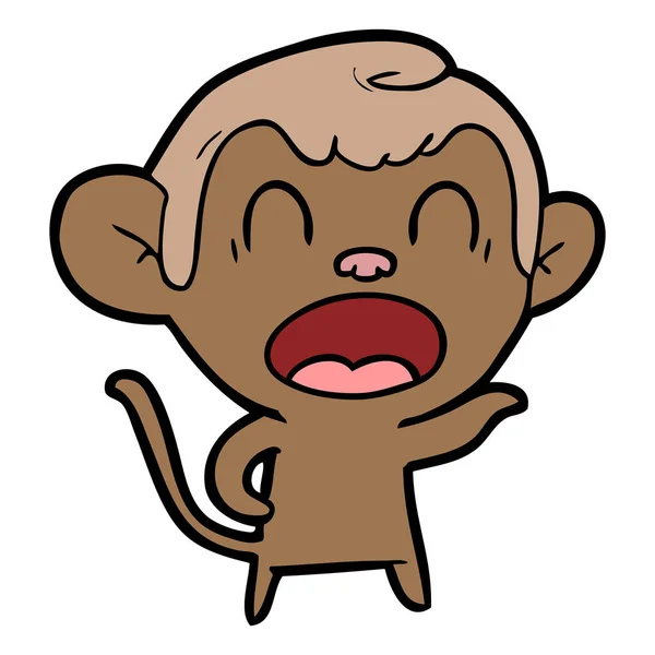 Shouting Cartoon Monkey Pointing — Stock Vector