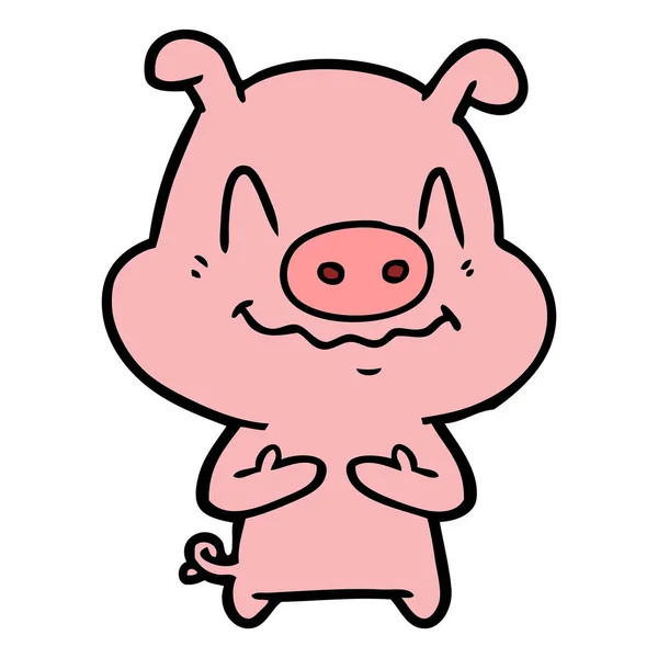Wektor Ilustracja Kreskówka Nerwowy Świni — Wektor stockowy