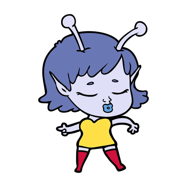Vektör Çizim Karikatür Uzaylı Kız — Stok Vektör