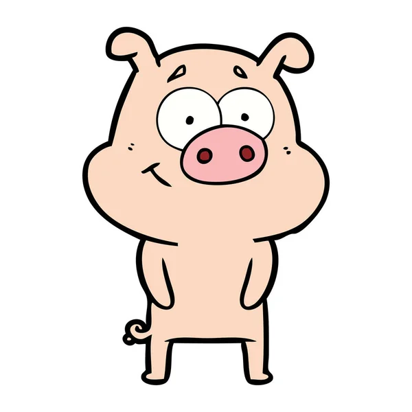 Illustration Vectorielle Cochon Heureux Dessin Animé — Image vectorielle