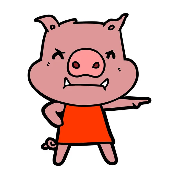 Illustration Vectorielle Cochon Dessin Animé Colère — Image vectorielle