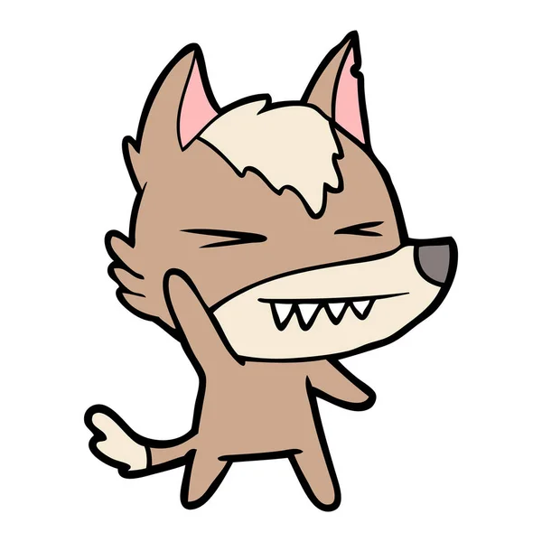 Vectorillustratie Van Boze Wolf Cartoon — Stockvector