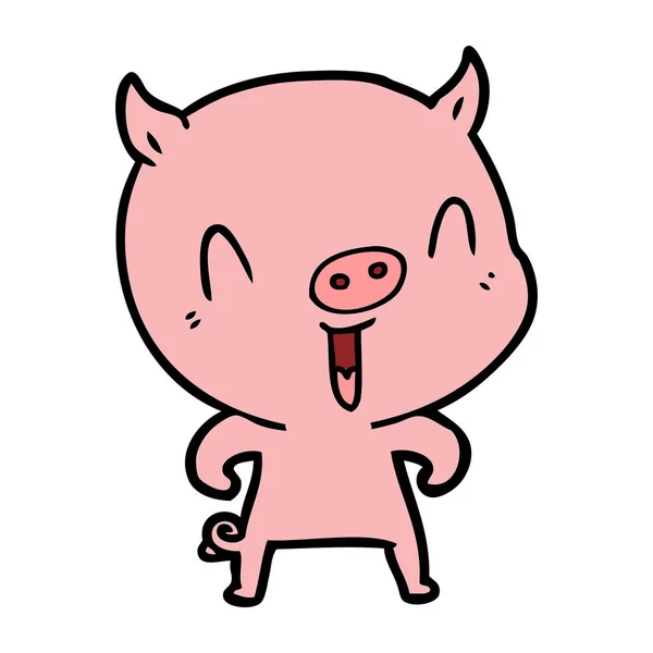 Vector Illustration Happy Cartoon Pig — Stock Vector