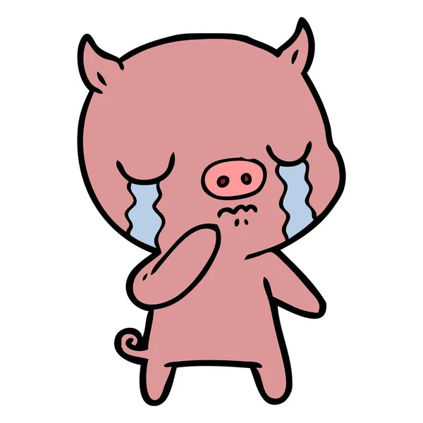 Illustration Vectorielle Cochon Dessin Animé Pleurer — Image vectorielle