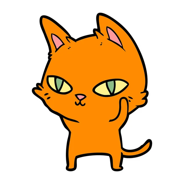 Chat Dessin Animé Avec Des Yeux Brillants — Image vectorielle