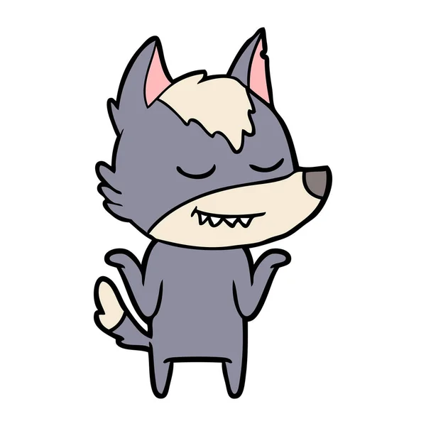 Vectorillustratie Van Vriendelijke Cartoon Wolf — Stockvector