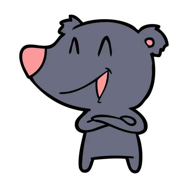 Urso Rindo Com Braços Cruzados Desenhos Animados — Vetor de Stock