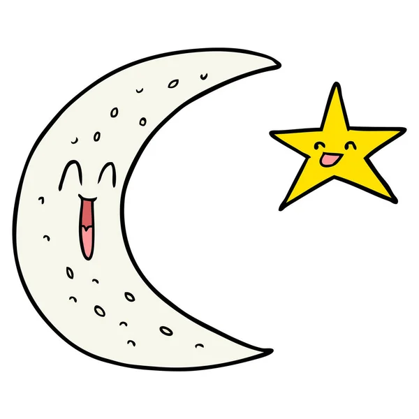 Счастливая Луна Звезда — стоковый вектор
