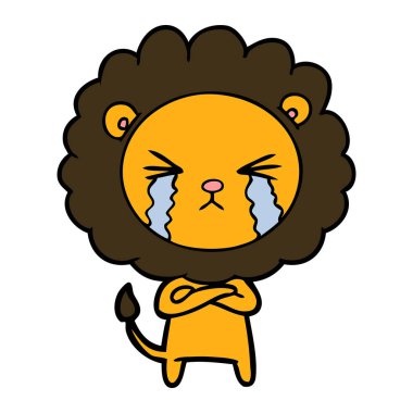 vektör çizim aslan ağlıyor çizgi film