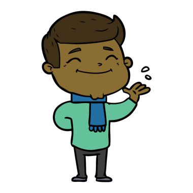 mutlu çizgi film adam vektör çizim