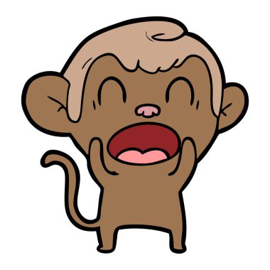 bağırarak karikatür maymun vektör çizim