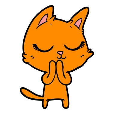 Sakin karikatür kedi vektör çizim