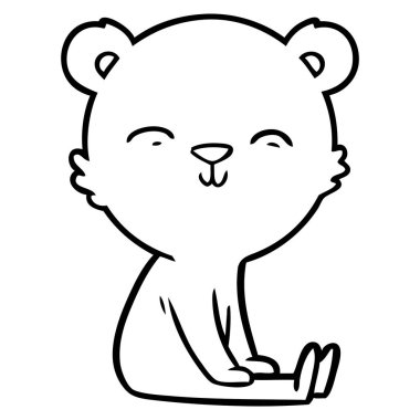 mutlu karikatür kutup ayısı oturan