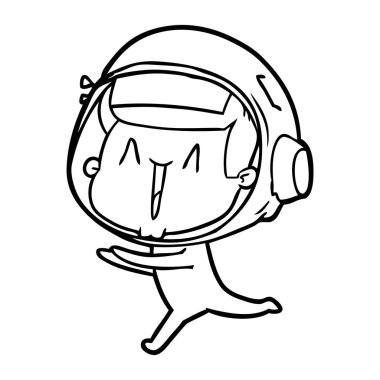 çalışan mutlu karikatür astronot