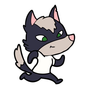 vektör çizim dostu karikatür kurt