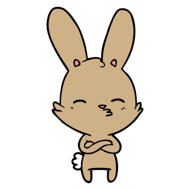 meraklı bunny çizgi vektör çizim