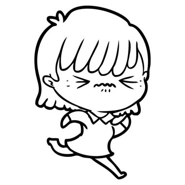 rahatsız çizgi film kız vektör çizim