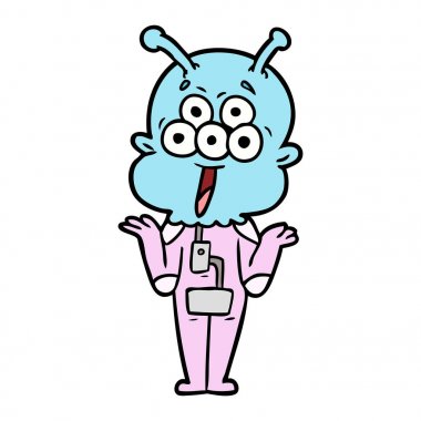 omuzlarında shrugging mutlu çizgi film yabancı