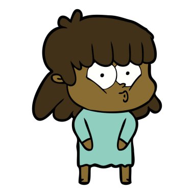 vektör çizim karikatür kız ıslık