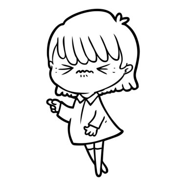 rahatsız çizgi film kız vektör çizim