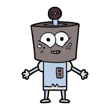 mutlu karikatür robot vektör çizim