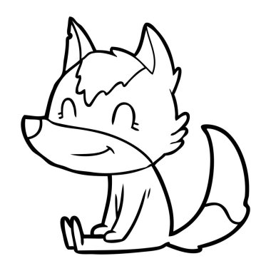 vektör çizim dostu karikatür kurt