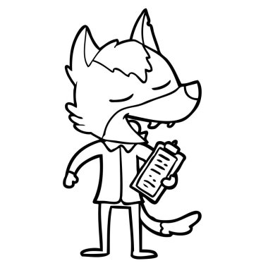 vektör çizim karikatür kurt gülen