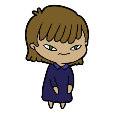 Çizgi filmdeki kadının vektör çizimi