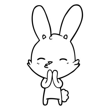 meraklı bunny çizgi vektör çizim