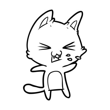 vektör çizim karikatür kedi tıslama