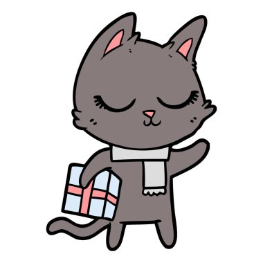 Sakin karikatür kedi vektör çizim