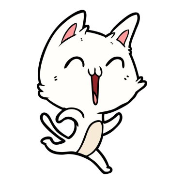 vektör çizim karikatür mutlu kedi