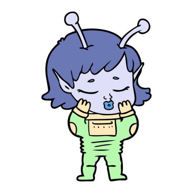 vektör çizim karikatür uzaylı kız