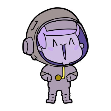 mutlu karikatür astronot vektör çizim