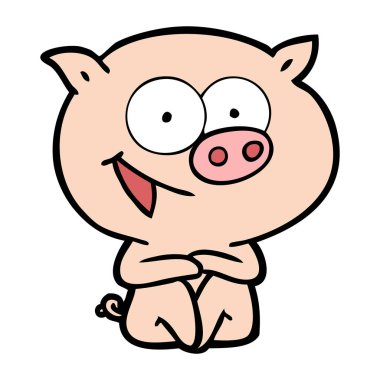 neşeli oturma domuz çizgi film