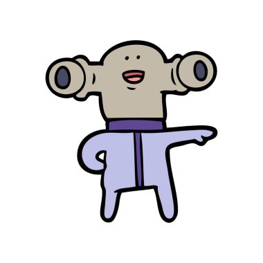 Dostu karikatür uzaylı vektör çizim