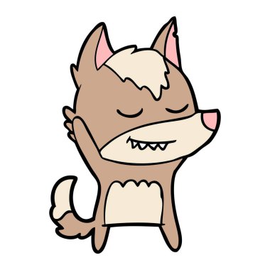 vektör çizim dostu karikatür kurt