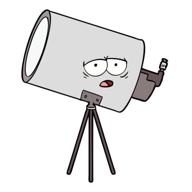 karikatür sıkılmış teleskop ile yüz