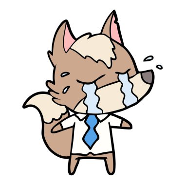 çizgi film ağlayan kurt iş elbiseleri giyiyor