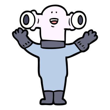 Dostu karikatür uzaylı sallayarak vektör çizim