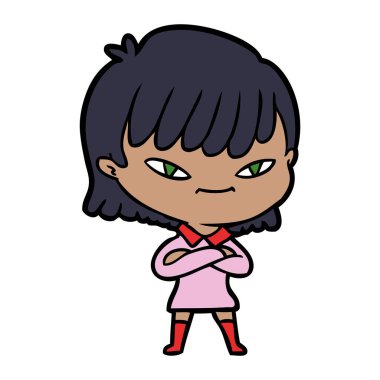 Çizgi filmdeki kadının vektör çizimi