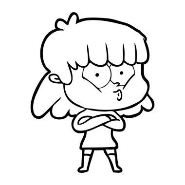 vektör çizim karikatür kız ıslık