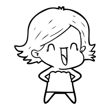 vektör çizim karikatür mutlu kadın